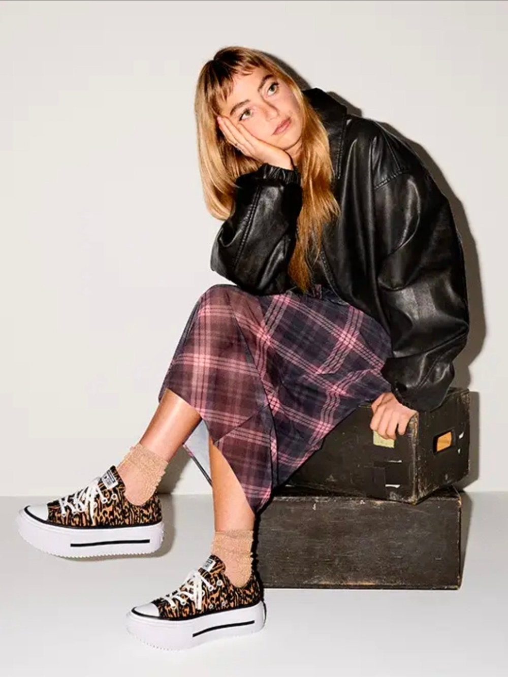 Converse Chuck Taylor All Star Lift Double Stack Low-Top Sneaker - Leopard 10 - Picture 11 of 11